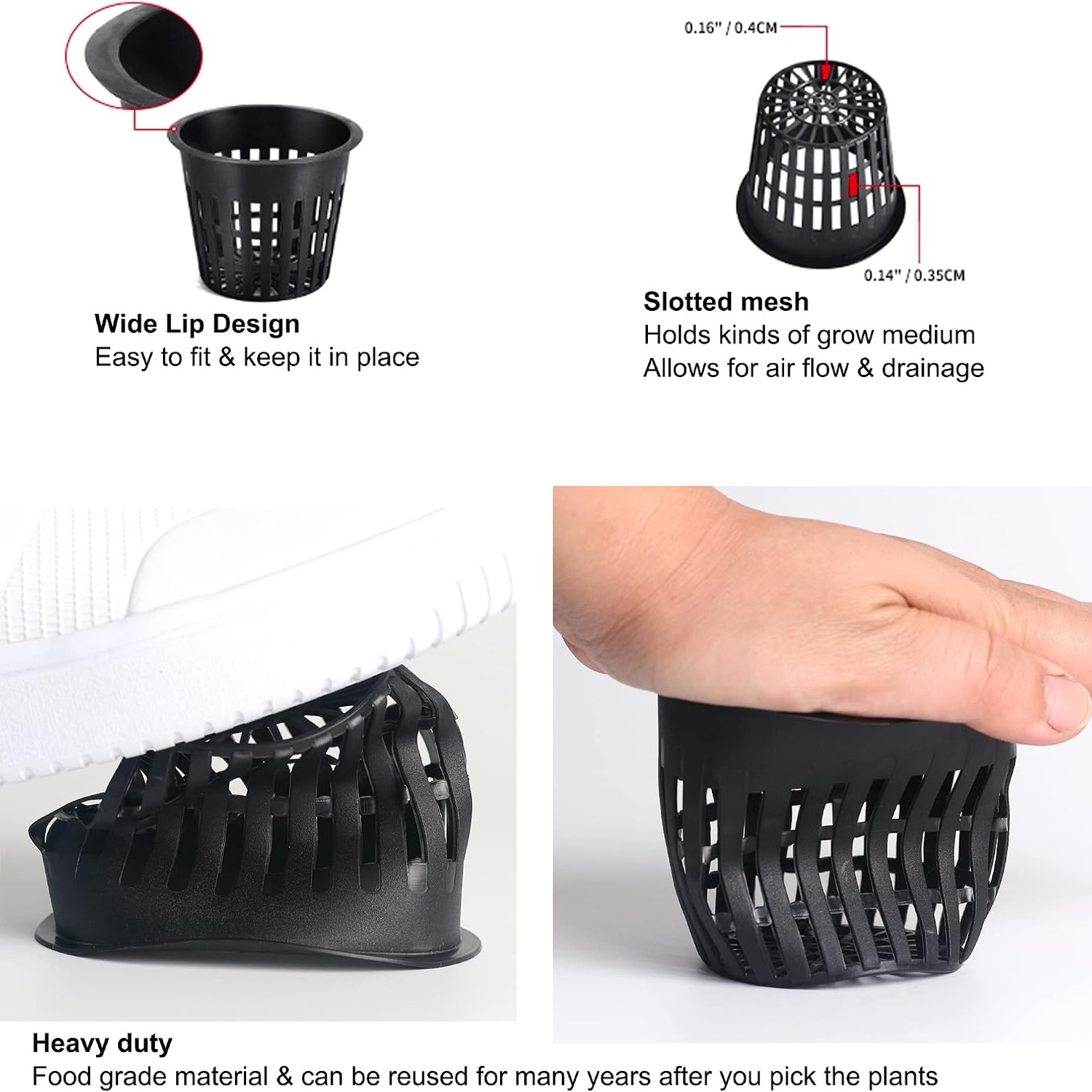 ORIMERC 3 Inch Net Cups 12 Pack with Self-Watering Wick and Plant Labels: image 4