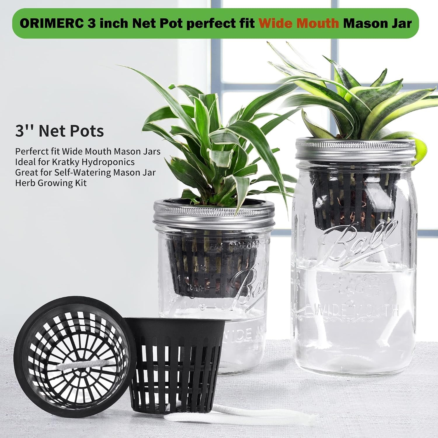 ORIMERC 3 Inch Net Cups 12 Pack with Self-Watering Wick and Plant Labels: image 7