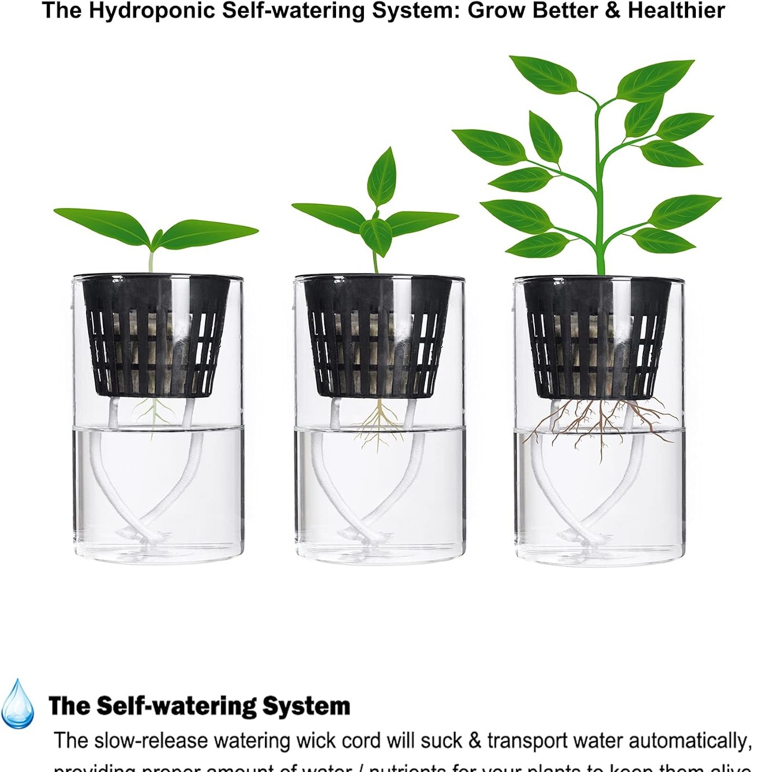 ORIMERC 3 Inch Net Cups 12 Pack with Self-Watering Wick and Plant Labels: image 8