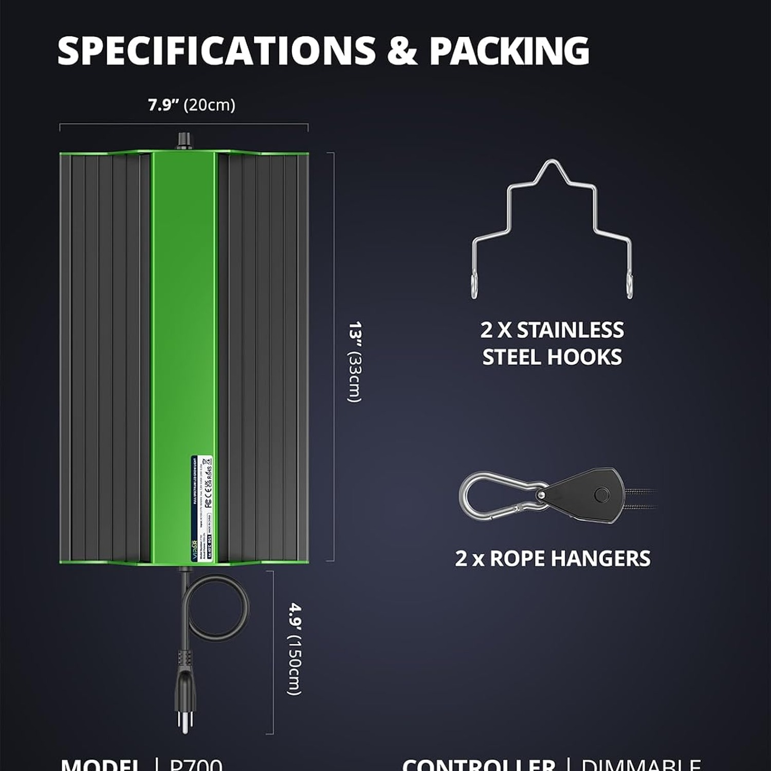 VIPARSPECTRA P700 70W Dimmable Full Spectrum LED Grow Light: image 7