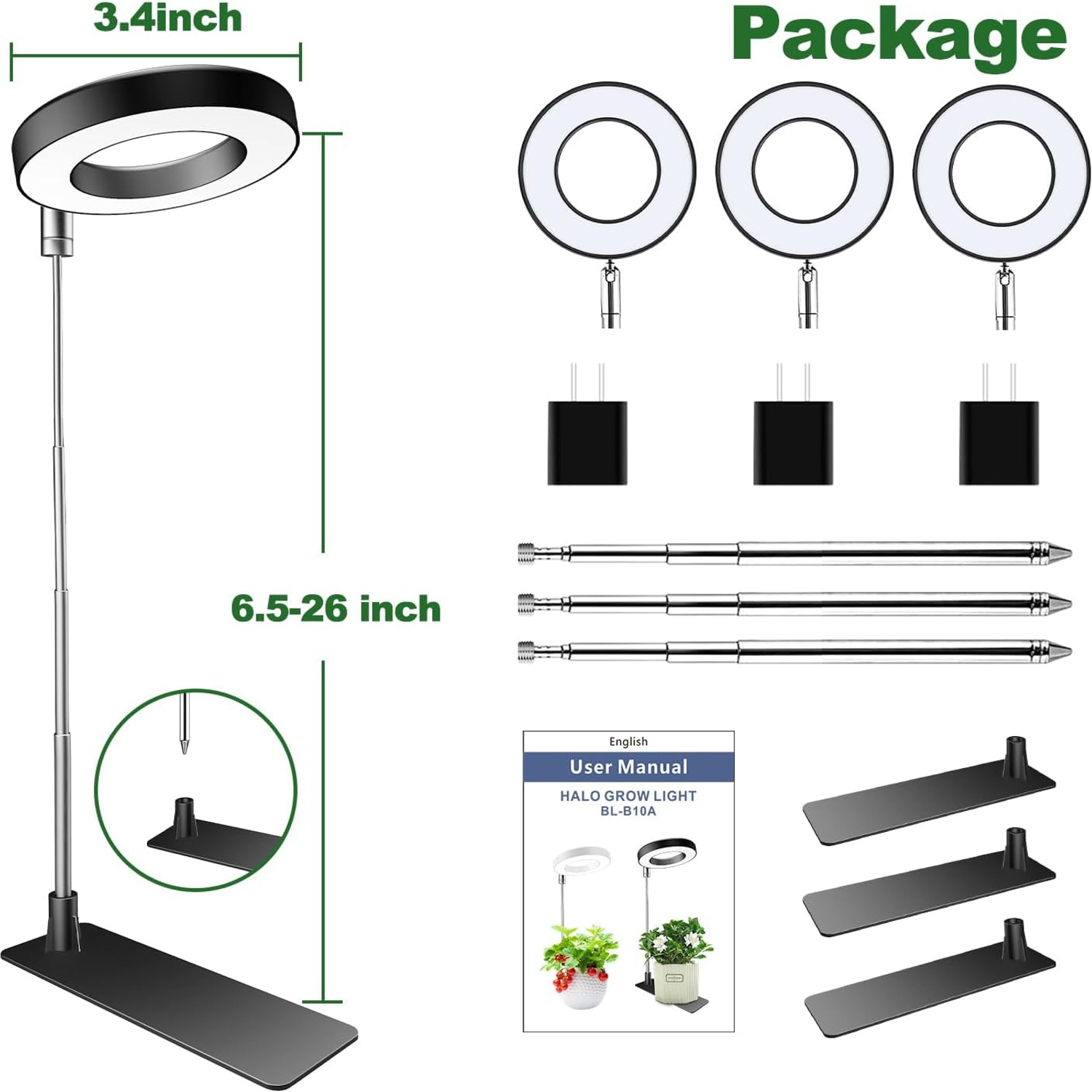 Aokrean Halo Grow Light with Adjustable Base (3 Pack): image 8