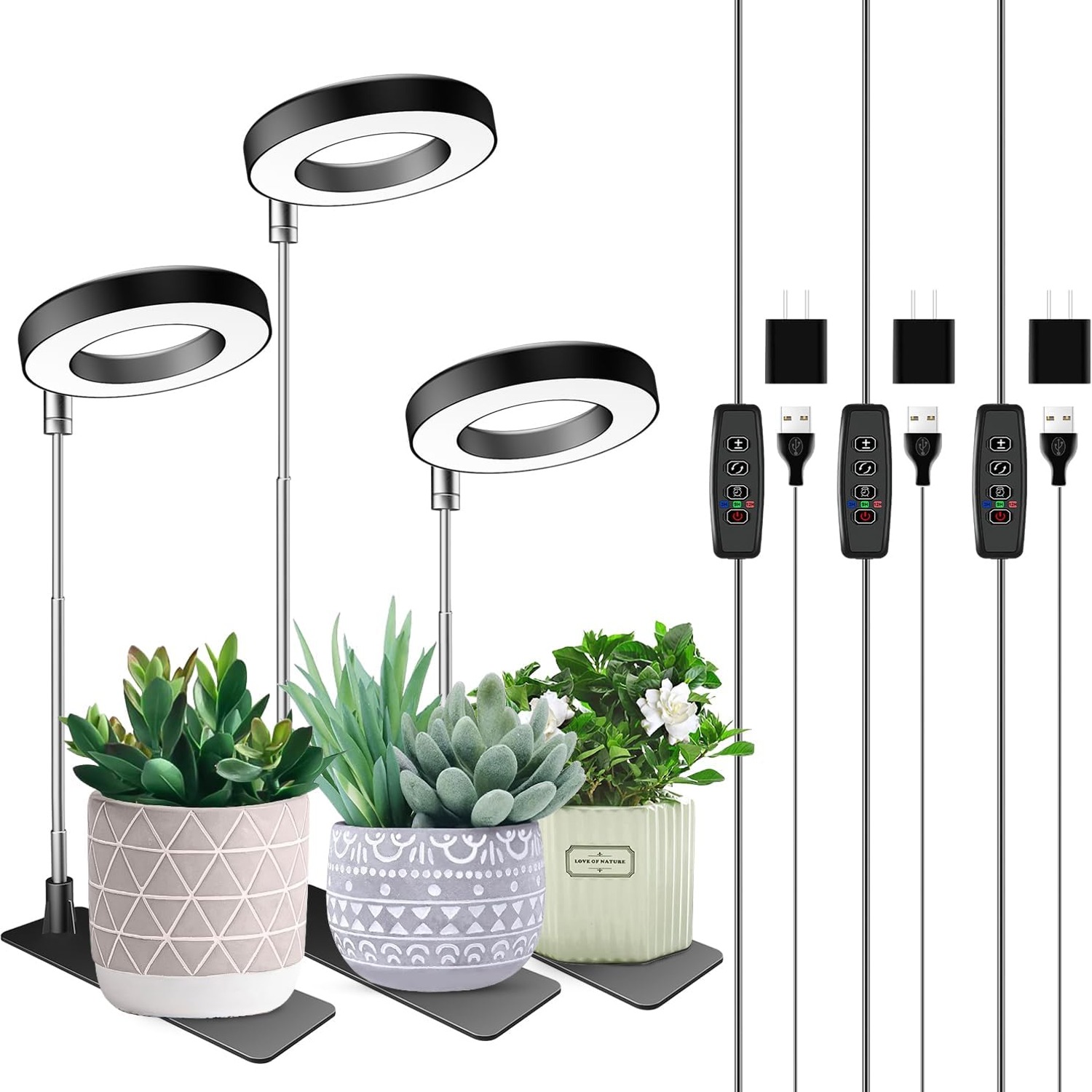 Aokrean Halo Grow Light with Adjustable Base (3 Pack)