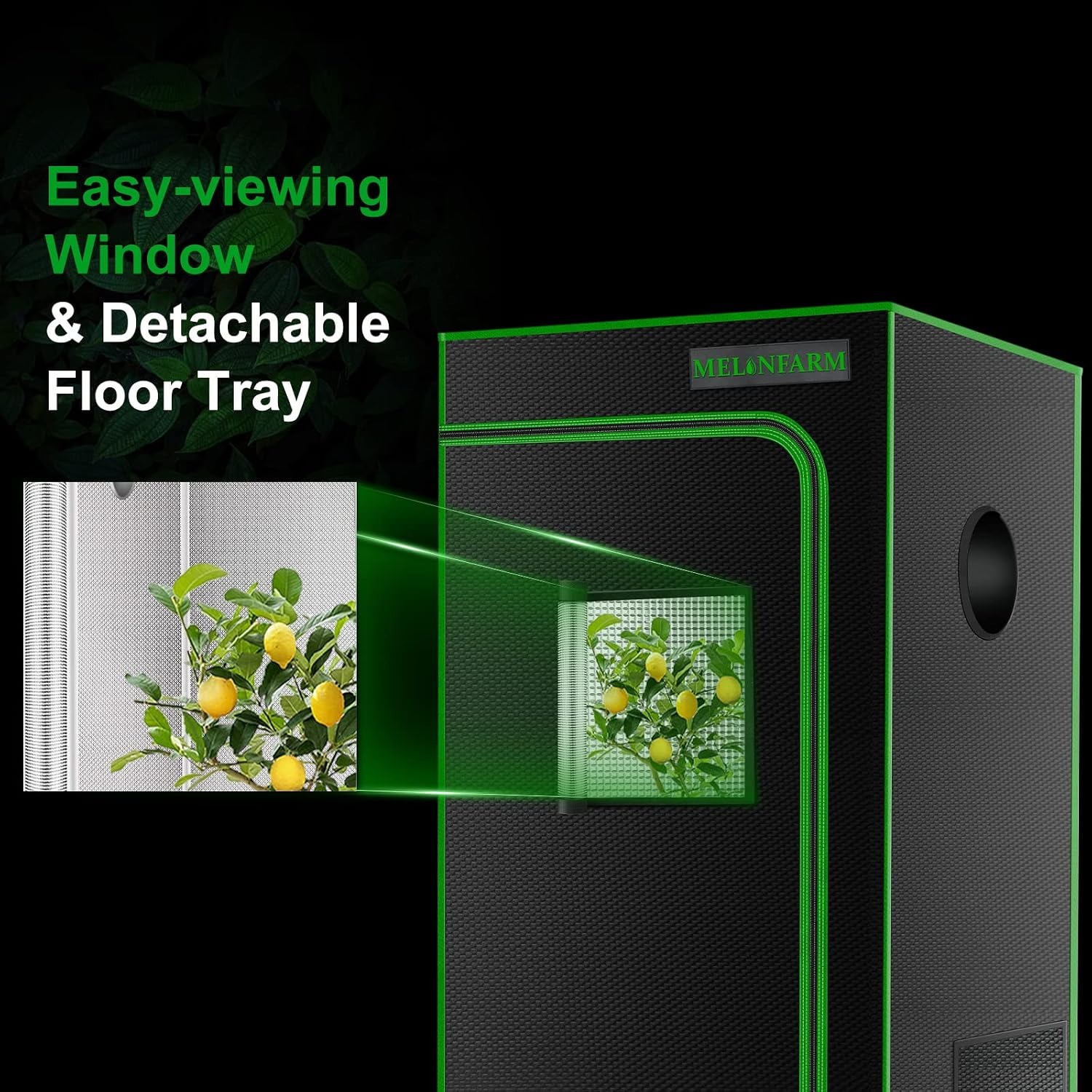 MELONFARM 2x2 Grow Tent 24x24x48 with Observation Window and Floor Tray: image 6