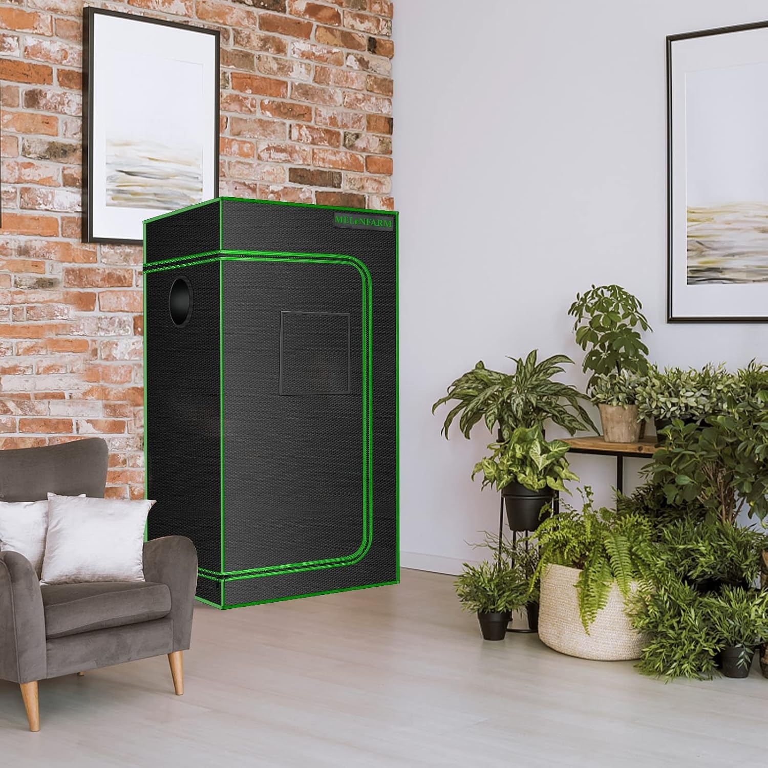 MELONFARM 2x2 Grow Tent 24x24x48 with Observation Window and Floor Tray: image 9