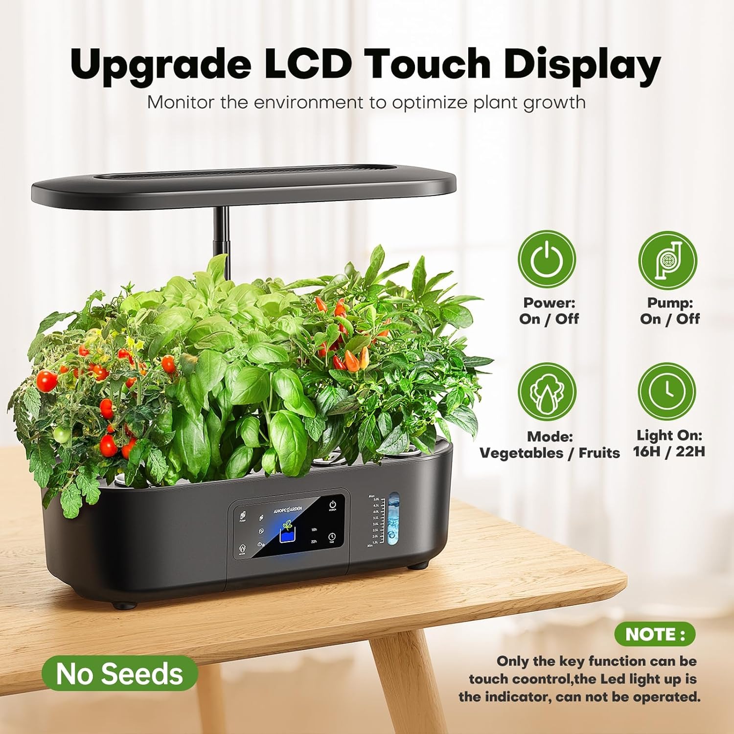 Ahopegarden 12 Pod Hydroponic Garden with LCD Control Panel: image 4