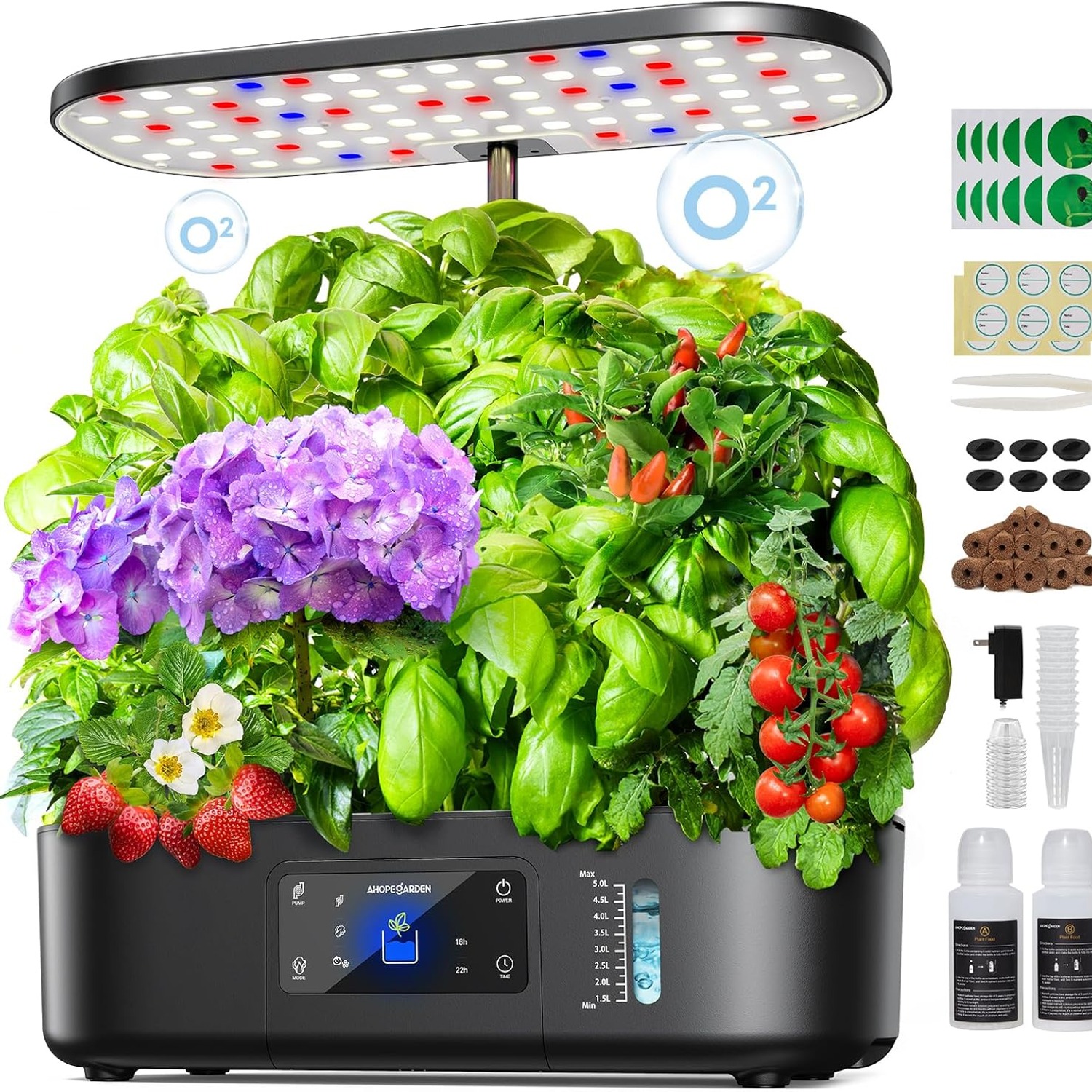 Ahopegarden 12 Pod Hydroponic Garden with LCD Control Panel
