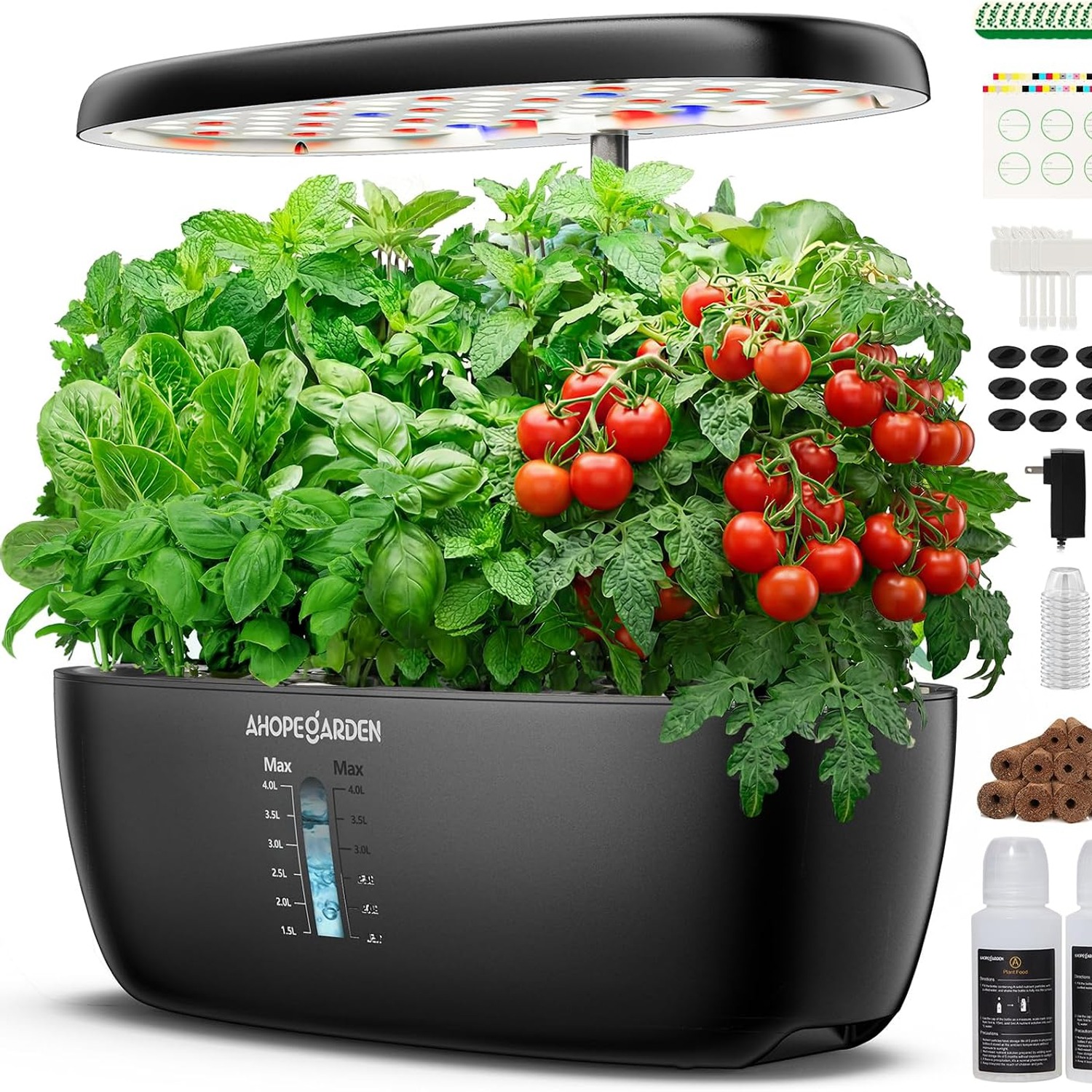Ahopegarden 12 Pod Hydroponic Growing System with LED Grow Light