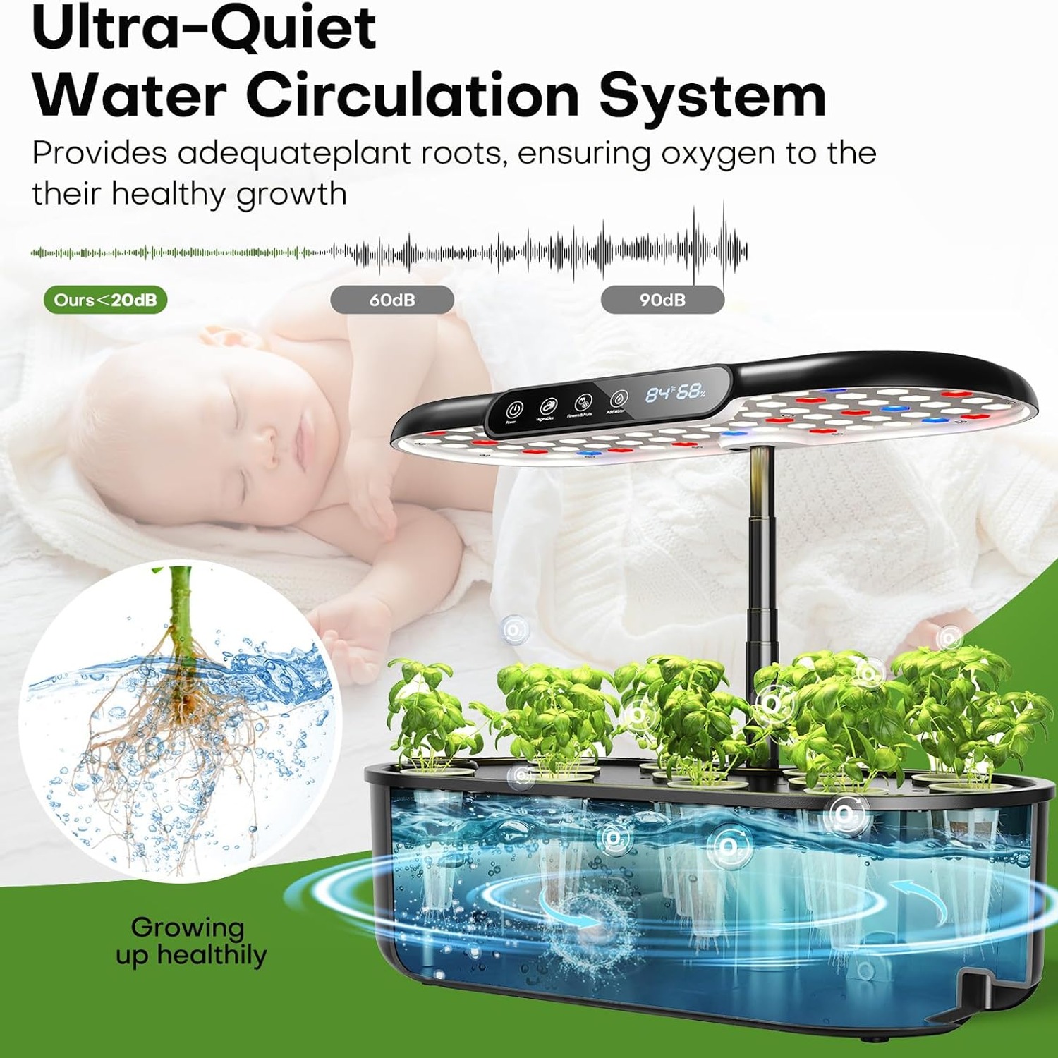 Ahopegarden 12 Pod Hydroponic Growing System with Temperature and Humidity Display: image 6