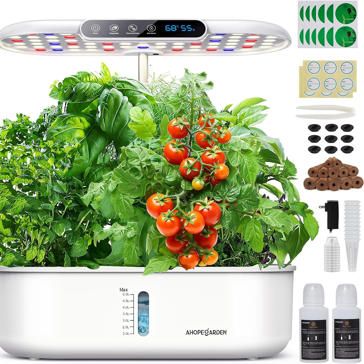 Ahopegarden 10 Pod Indoor Hydroponic Growing System with LED Grow Light: image 2