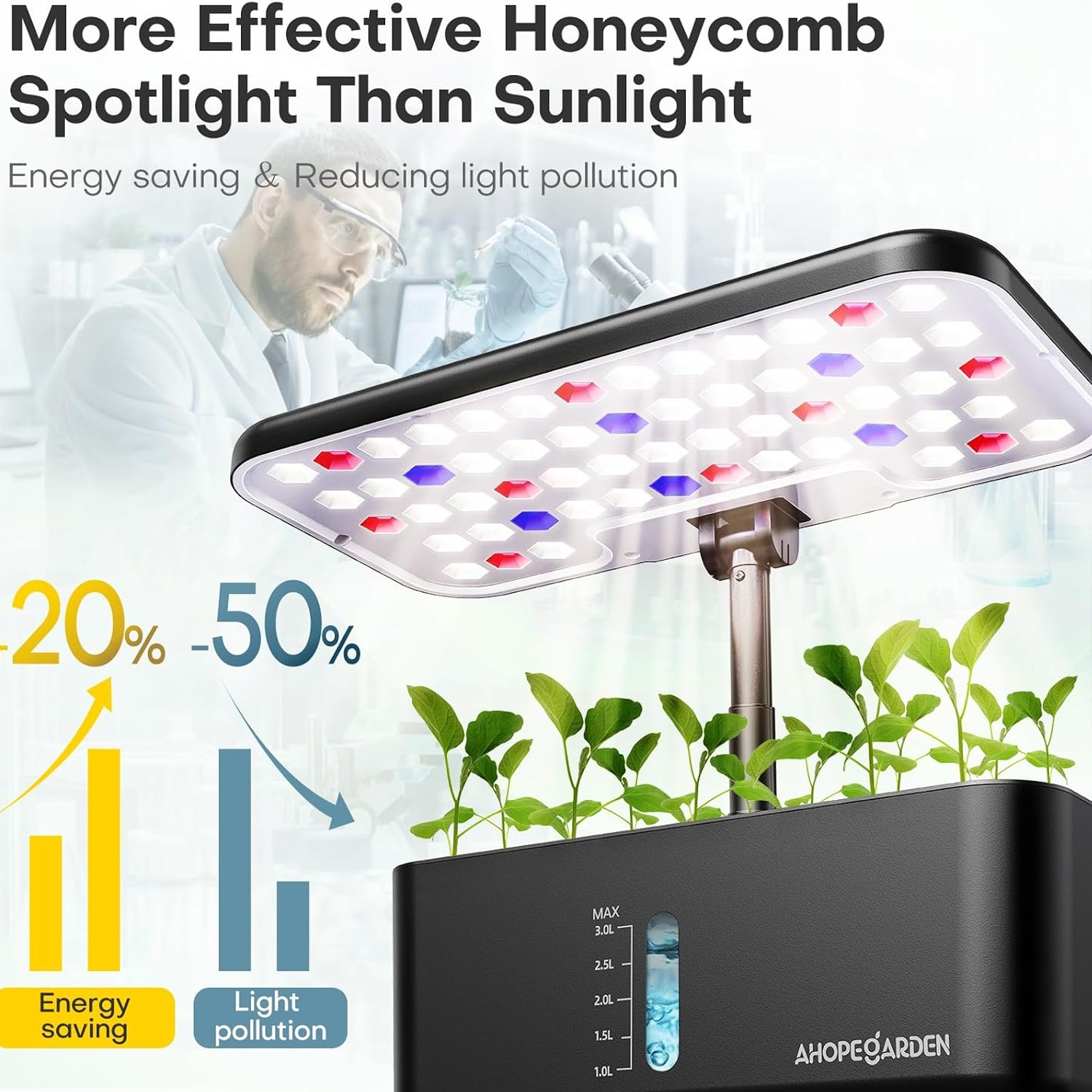 Ahopegarden 10 Pod Indoor Hydroponic Growing System with LED Grow Light: image 3