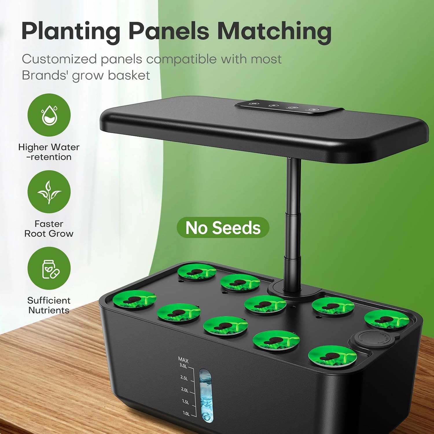 Ahopegarden 10 Pod Indoor Hydroponic Growing System with LED Grow Light: image 4