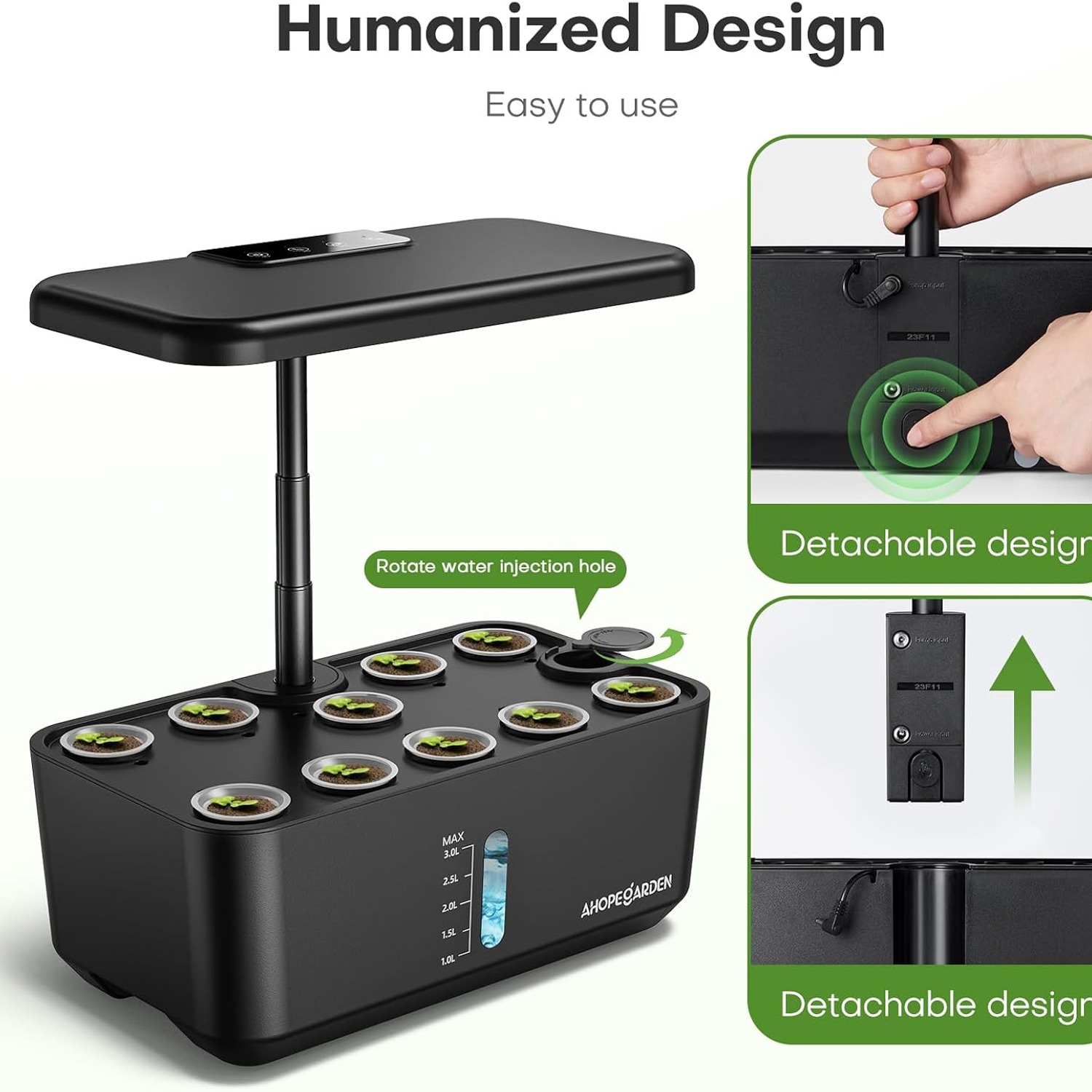 Ahopegarden 10 Pod Indoor Hydroponic Growing System with LED Grow Light: image 8