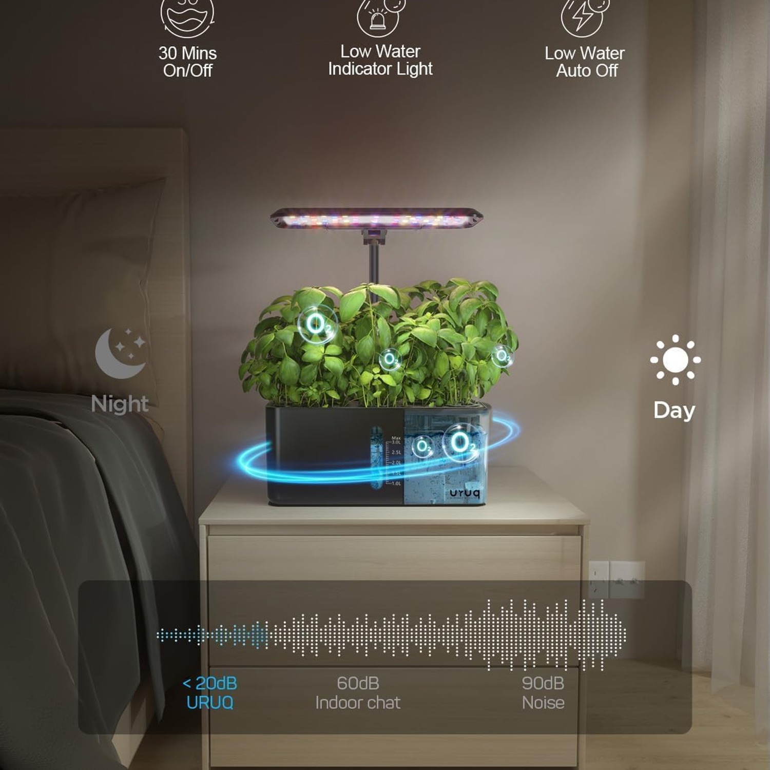 URUQ 8 Pod Hydroponic Growing System with LED Grow Light: image 3
