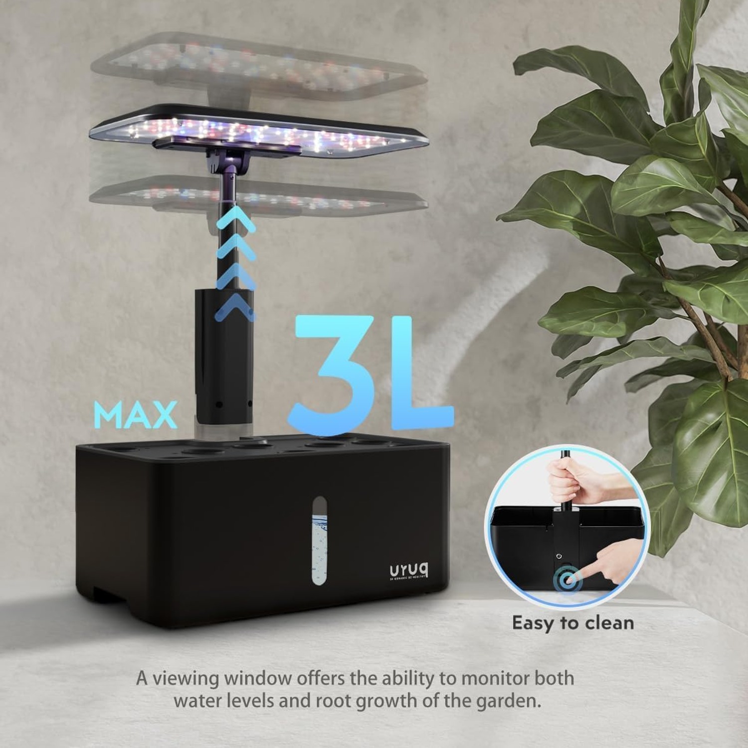 URUQ 8 Pod Hydroponic Growing System with LED Grow Light: image 5