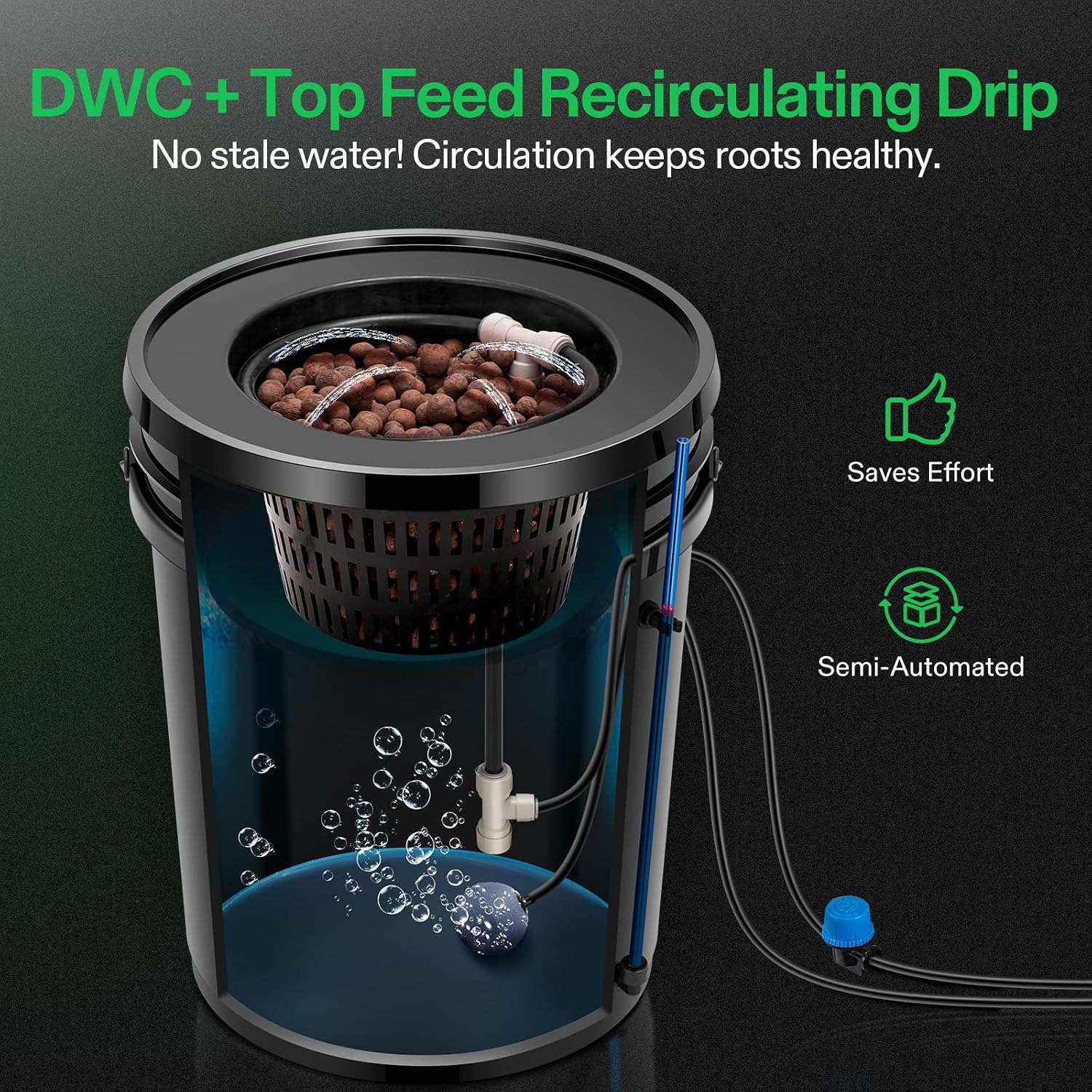VIVOSUN DWC Hydroponics Grow System with Top Drip Kit, 4 Buckets: image 5