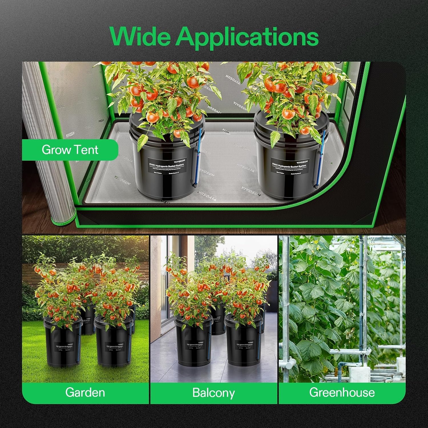 VIVOSUN DWC Hydroponics Grow System with Top Drip Kit, 4 Buckets: image 9