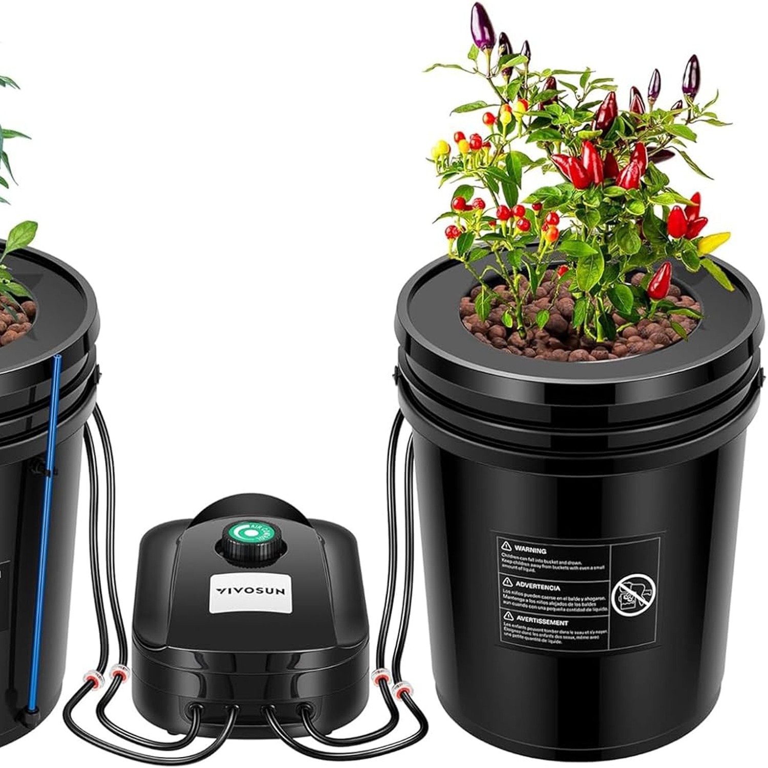 VIVOSUN DWC Hydroponics Grow System with Top Drip Kit, 4 Buckets: image 10