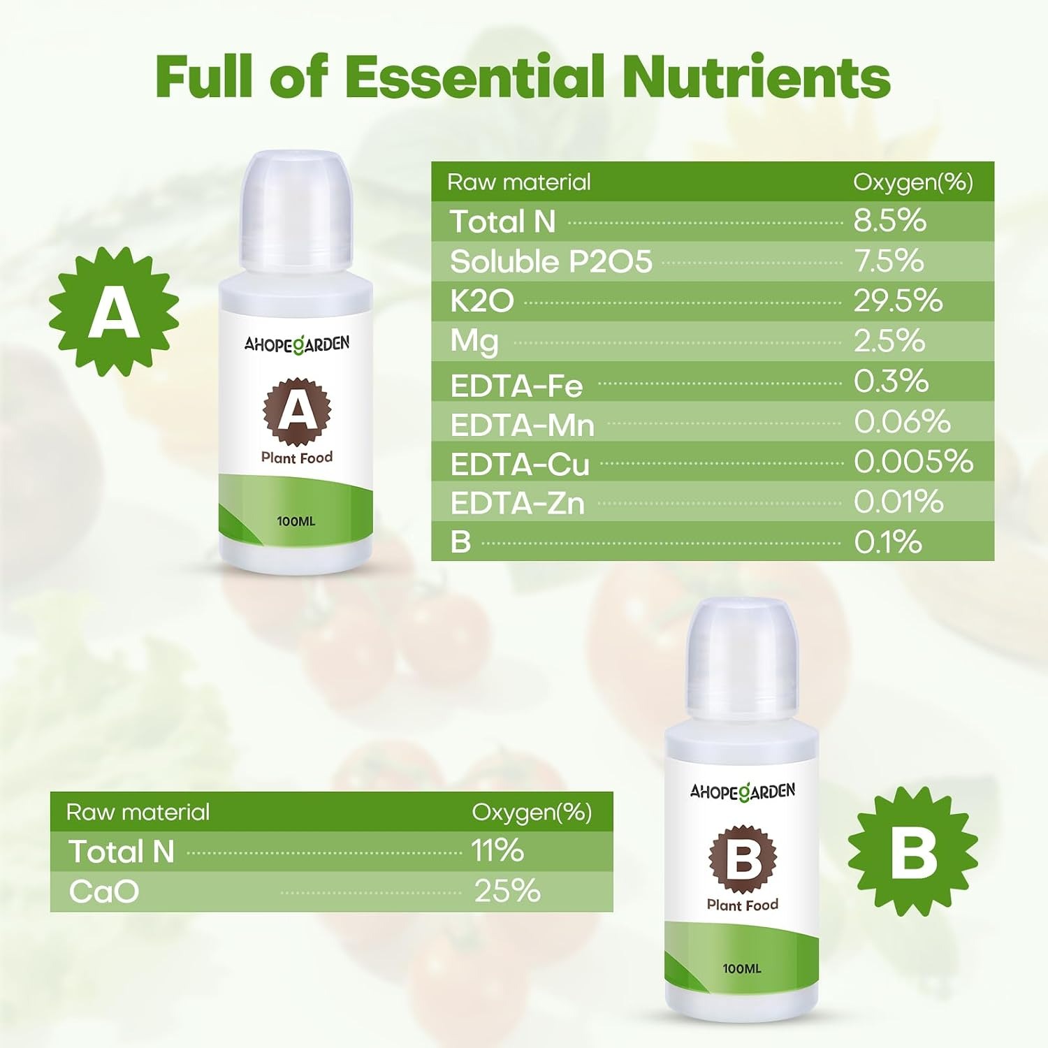 Ahopegarden 800ml A&B Hydroponic Nutrients: image 8