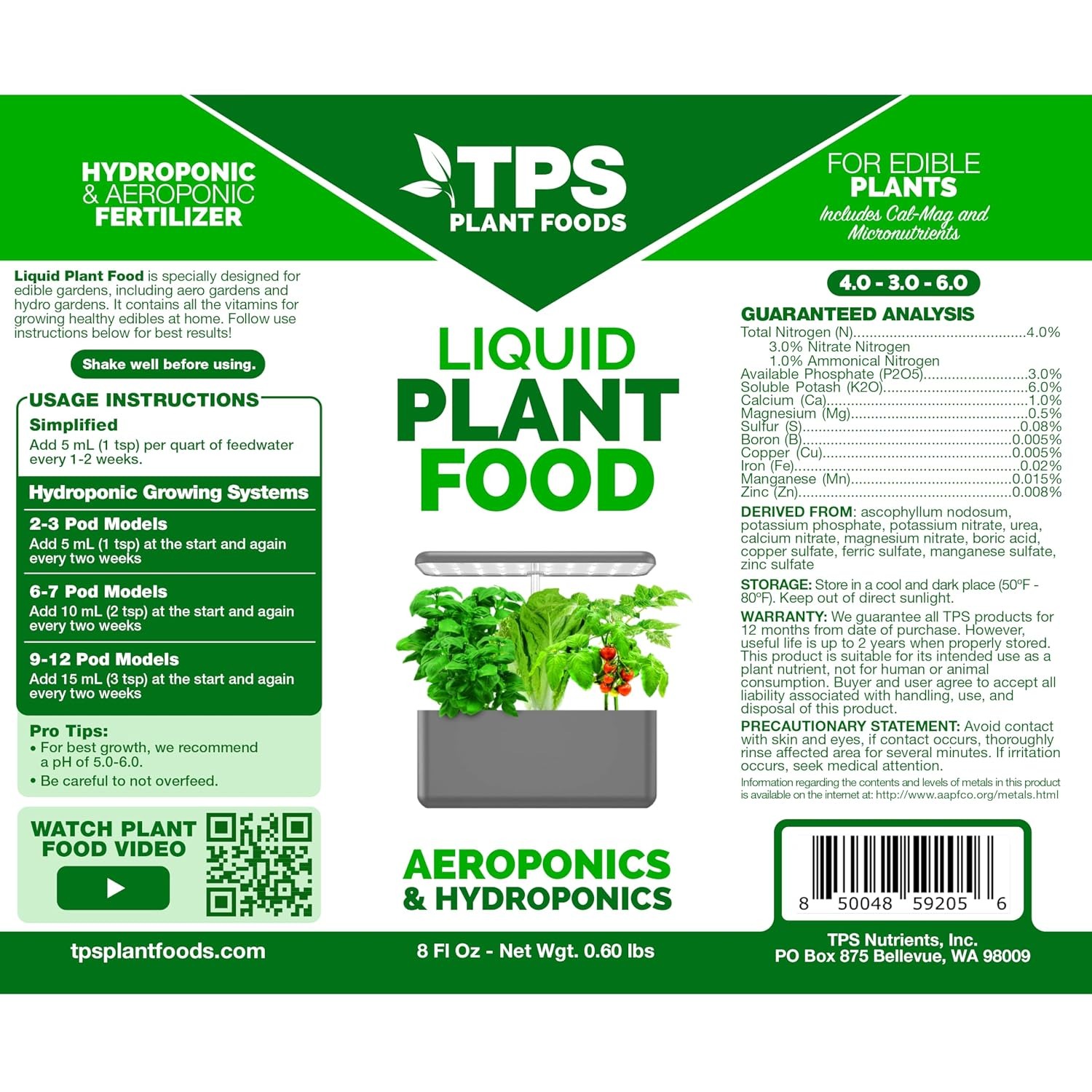 Liquid Plant Food for Hydroponic Systems 32 oz: image 4