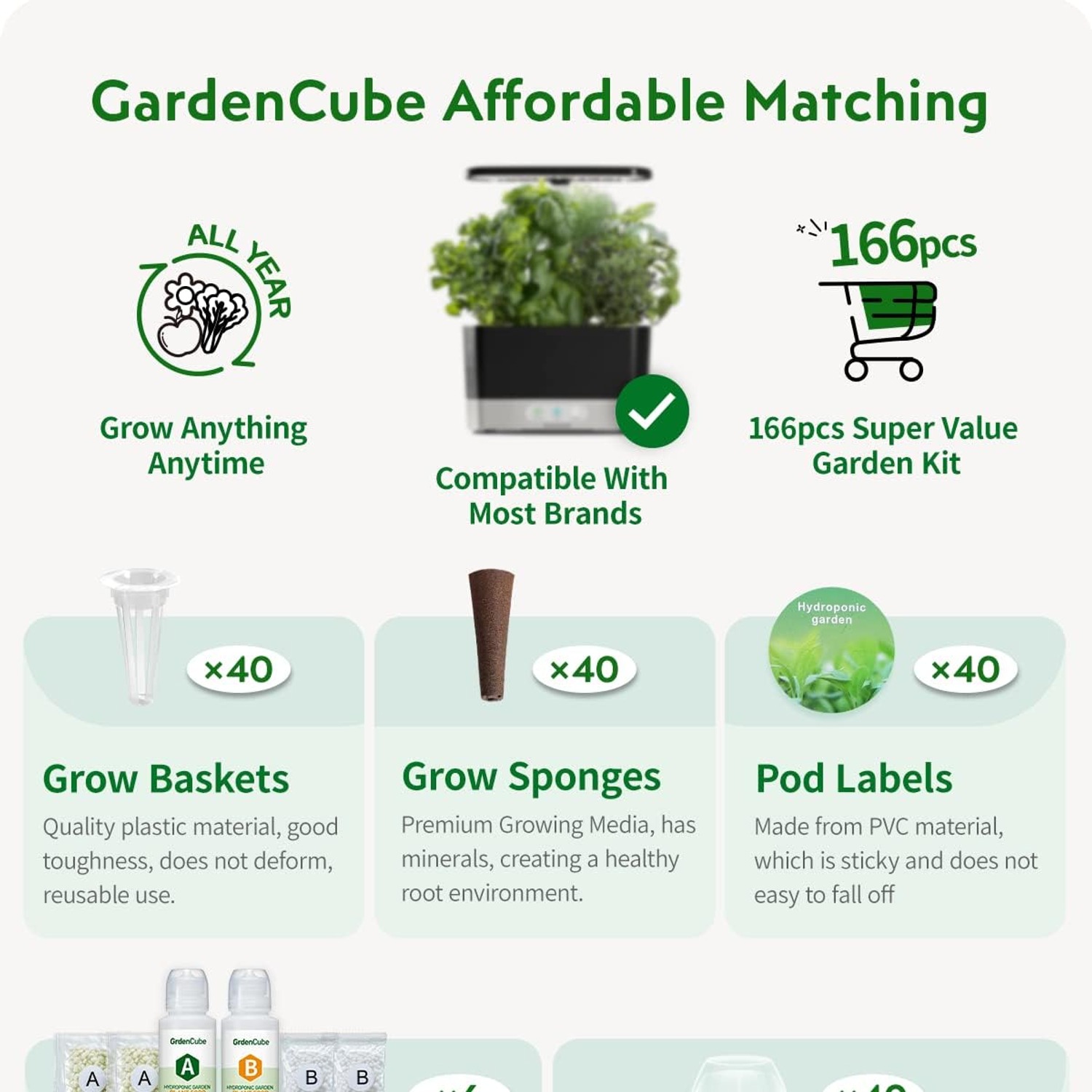 GARDENCUBE 166-Piece Hydroponic Grow Pods Kit: image 3