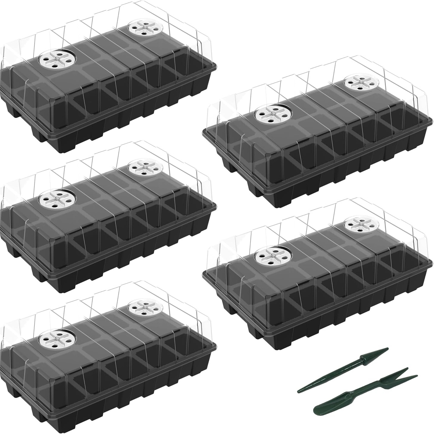 Gardzen 5-Set Seed Starter Tray Kit with Vented Domes (200 Cells): image 2