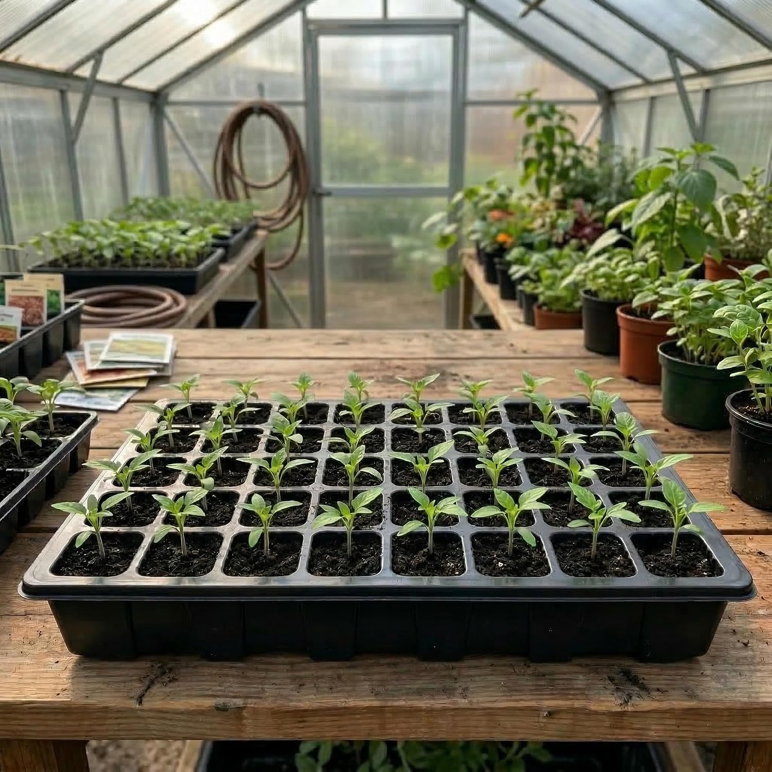 Gardzen 5-Set Seed Starter Tray Kit with Vented Domes (200 Cells): image 6