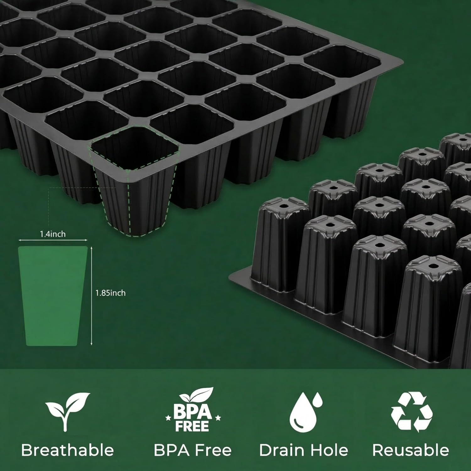 Gardzen 5-Set Seed Starter Tray Kit with Vented Domes (200 Cells): image 8