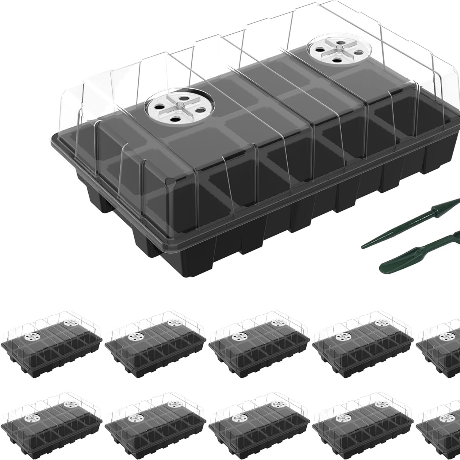 Gardzen 5-Set Seed Starter Tray Kit with Vented Domes (200 Cells): image 9