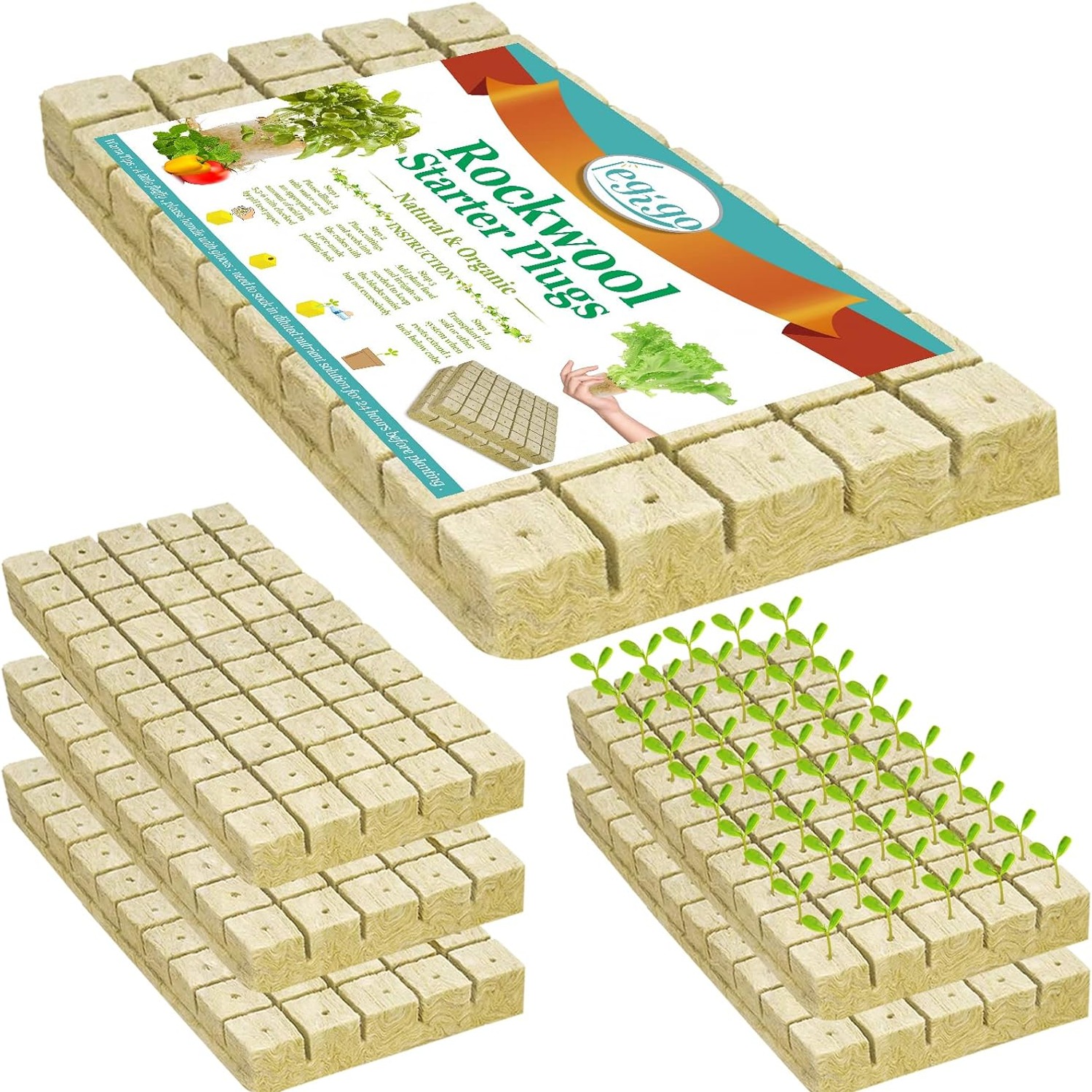 Legigo 1 Inch Rockwool Cubes Seed Starter Plugs, 200 Pack: image 2
