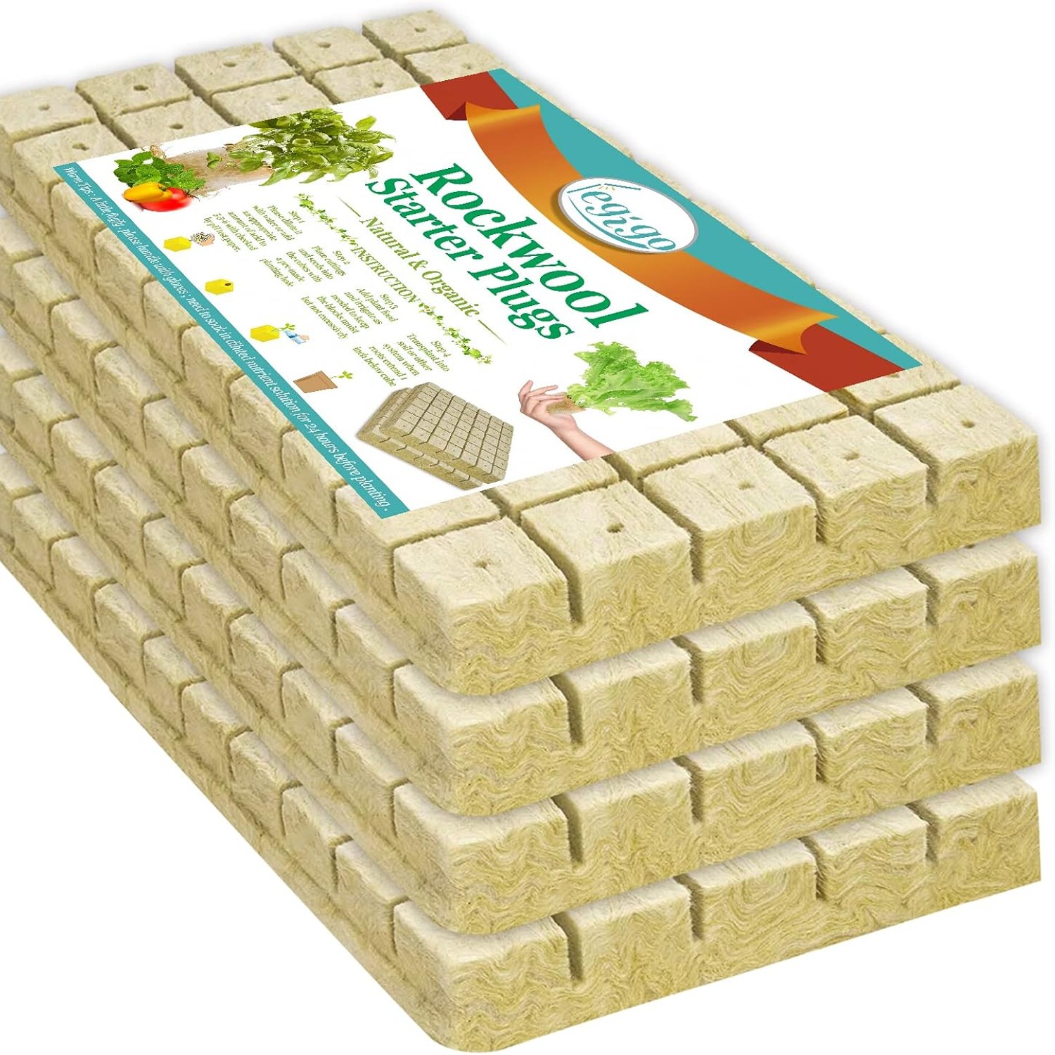 Legigo 1 Inch Rockwool Cubes Seed Starter Plugs, 200 Pack